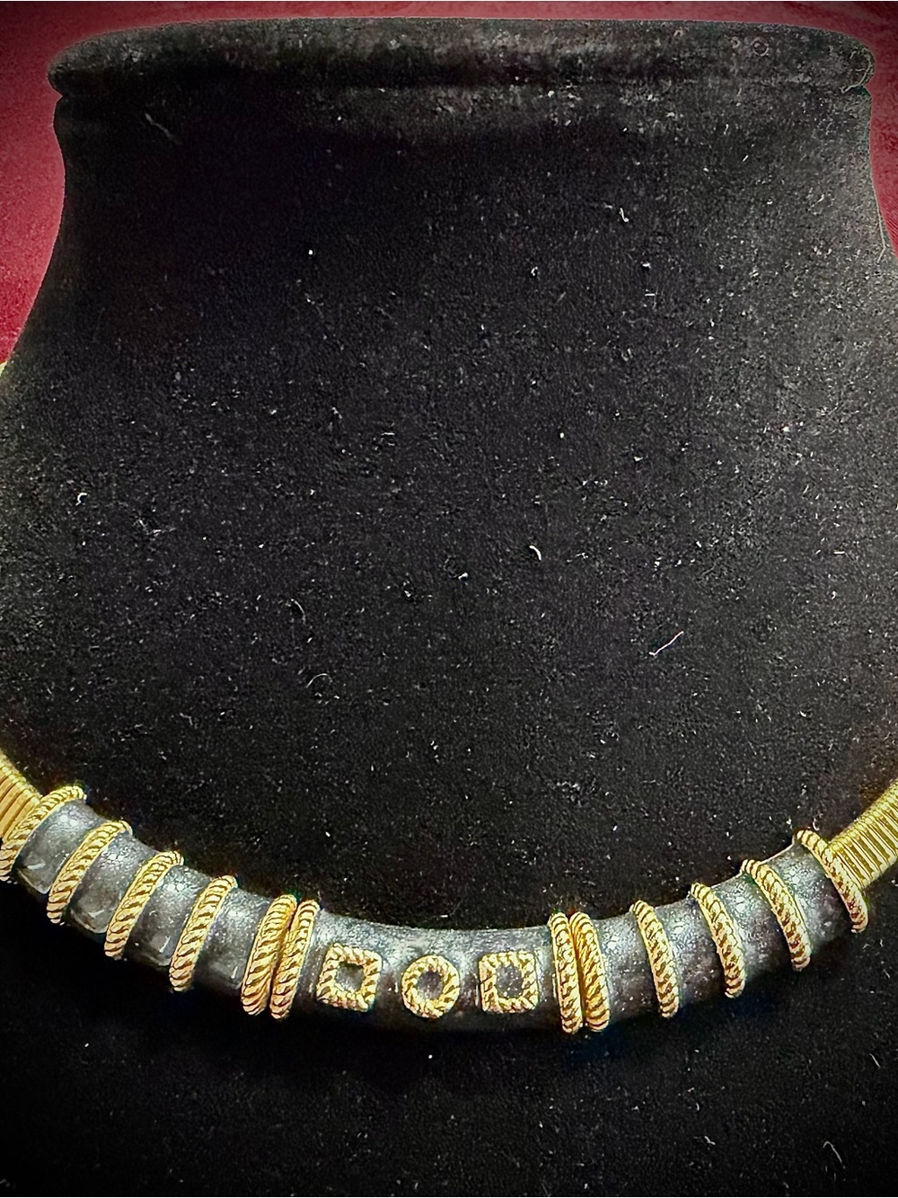 Gold-Accent NavyBlue/Black Statement Necklace - Women Jewelry
